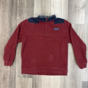 Vineyard Vines Men's Small Red & Navy Fleece Shep Shirt Quarter-Zip Pullover